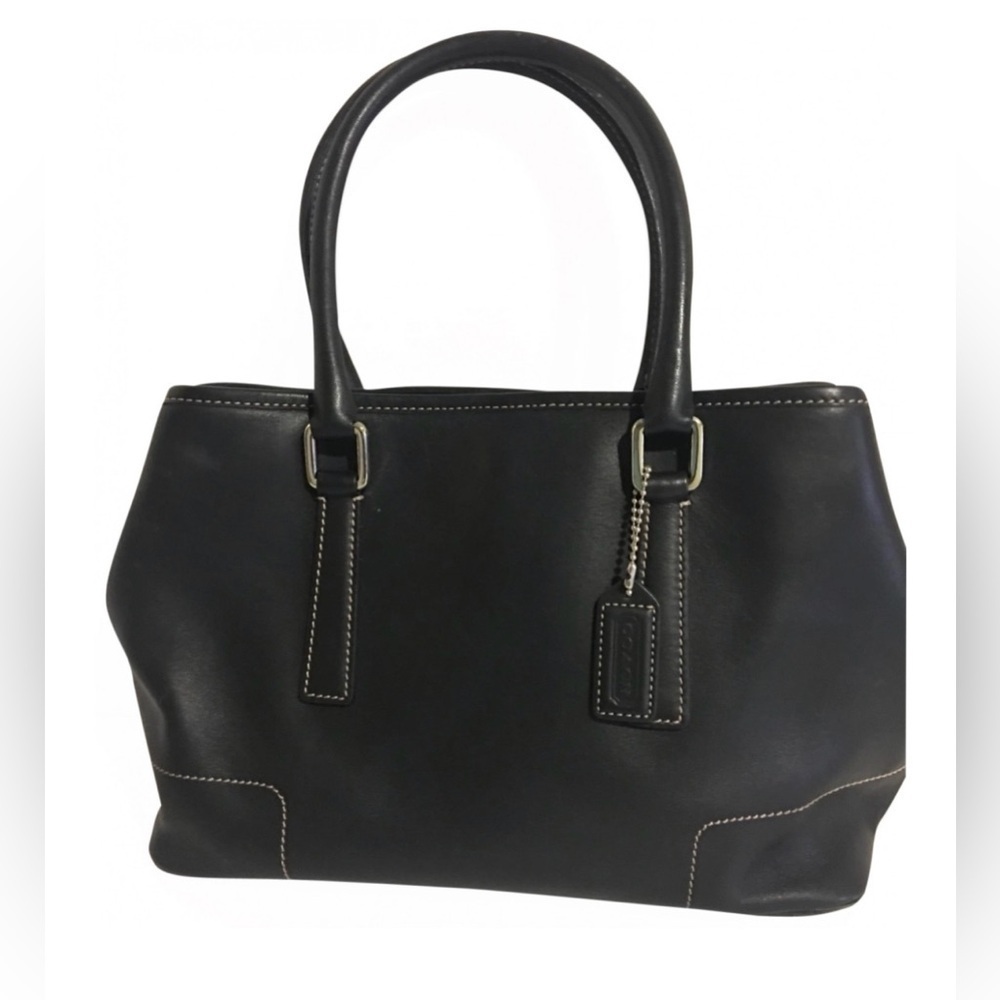 Coach vintage black leather satchel handbag